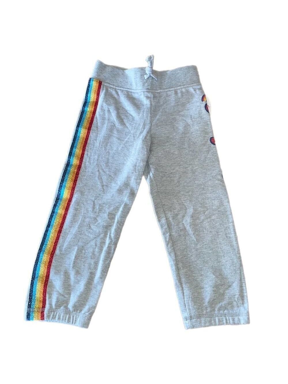 Disney Girls NWT Gray Jogger Sweatpants Rainbow Side Stripe Small